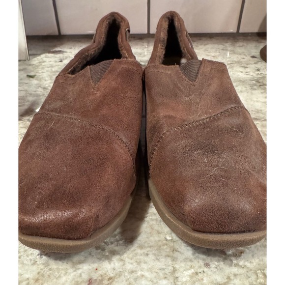 Skechers BOBS Shoes - Skechers BOBS Brown Leather Faux Fur Lined Memory Foam Loafers Womens 9.5